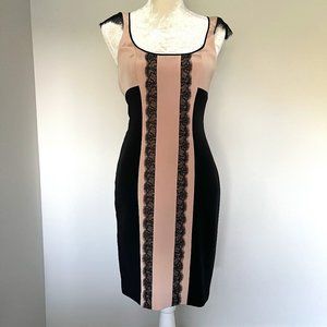 JAY GODFREY 'Holden' Black Lace and Nude Fitted Racerback Silk Dress SIZE 0
